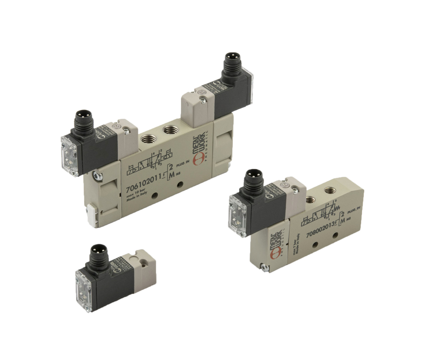 10 mm Series PLT-10, Mach 11 and Minimach solenoid valves with M8 electrical connection